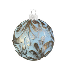 Набор елочных игрушек Винтаж 2 штуки по 8 см с золотой поталью, голубой