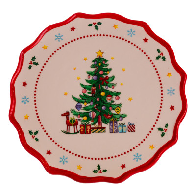 Тортовница на ножке New Year из фарфора 21 см