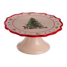 Тортовница на ножке New Year из фарфора 21 см