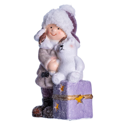 Новорічна фігурка з підсвіткою Дівчинка з ведмедиком порцелянова 12*7*20 см Новорічна фігурка з підсвіткою Дівчинка з ведмедиком порцелянова 12*7*20 см