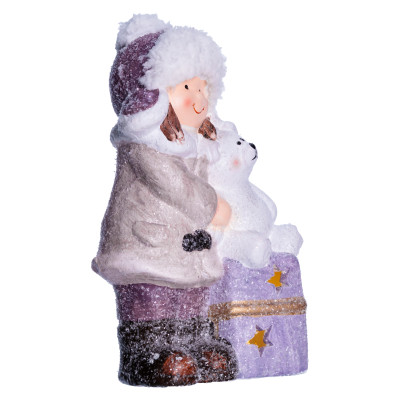 Новорічна фігурка з підсвіткою Дівчинка з ведмедиком порцелянова 12*7*20 см Новорічна фігурка з підсвіткою Дівчинка з ведмедиком порцелянова 12*7*20 см