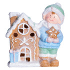Новогодняя фигурка с подсветкой Малыш с пряничным домиком 15*8*16 см