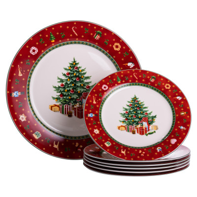 Набір тарілок Christmas фарфорових 7 штук 26,5/19 см Набір тарілок Christmas фарфорових 7 штук 26,5/19 см