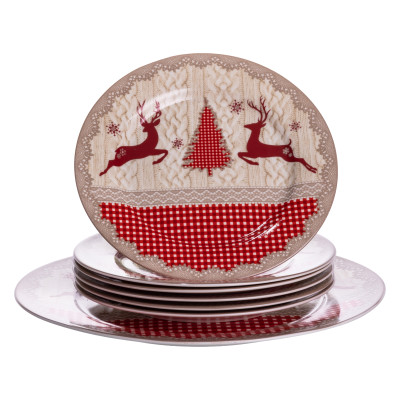 Набір тарілок Christmas Magic порцелянових 7 штук 26,5/19 см Набір тарілок Christmas Magic порцелянових 7 штук 26,5/19 см