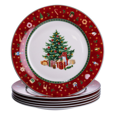 Набір тарілок Christmas фарфорових 6 штук по 19 см