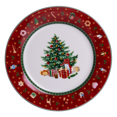 Набір тарілок Christmas фарфорових 6 штук по 19 см Набір тарілок Christmas фарфорових 6 штук по 19 см