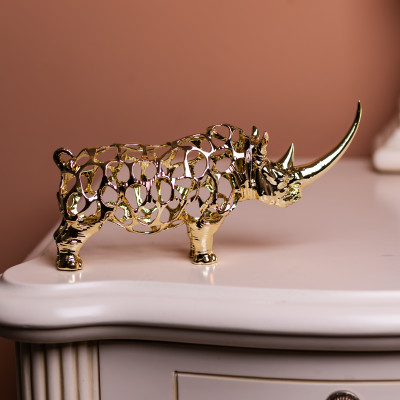 Статуэтка Rhinoceros 23*6*10 см металлическая, золото