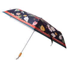 Зонт механический 99 см с чехлом и цветочным принтом, черный