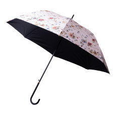 Зонт трость полуавтомат 99 см с цветочным принтом, бежевый