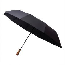Зонт автоматический 116 см с деревянной ручкой, черный