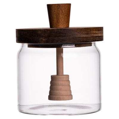 Медовниця скляна з бамбуковою кришкою 400 мл