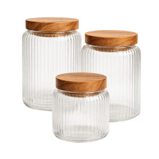 Набор банок для хранения с бамбуковыми крышками 400/600/800 мл
