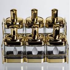 Набор банок для сыпучих продуктов с ложкой 6 шт, золото