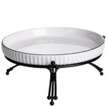 Блюдо сервірувальне порцелянове 20 см на підставці, чорний