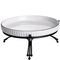 Блюдо сервірувальне порцелянове 20 см на підставці, чорний