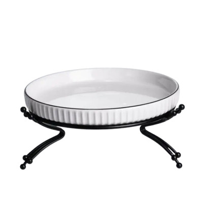 Блюдо сервірувальне порцелянове 20 см на підставці, чорний