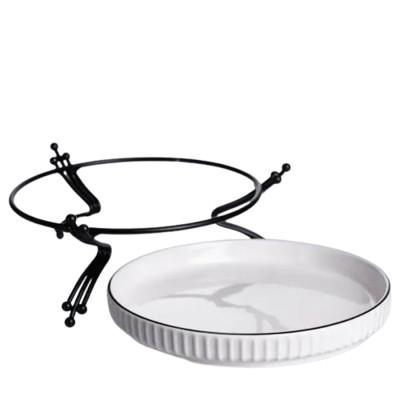 Блюдо сервірувальне порцелянове 20 см на підставці, чорний