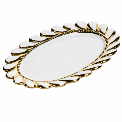 Блюдо фарфоровое Tiffany сервировочное овальное 41*27 см Блюдо фарфоровое Tiffany сервировочное овальное 41*27 см