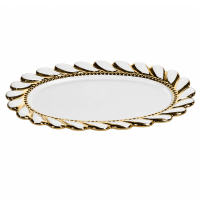 Блюдо фарфоровое Tiffany сервировочное овальное 41*27 см Блюдо фарфоровое Tiffany сервировочное овальное 41*27 см
