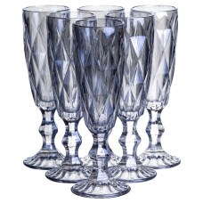 Набор бокалов для шампанского Diamond Blue 6 штук по 180 мл