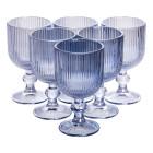 Набор бокалов для вина 6 штук по 220 мл рельефных, голубой