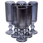 Набор бокалов для шампанского 6 штук по 160 мл фигурный из толстого стекла, серый