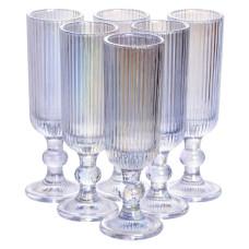 Набор бокалов 6 штук по 160 мл из толстого стекла ребристые, rainbow