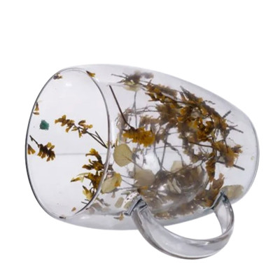 Чашка скляна з подвійними стінками 350 мл з декором сухоцвітів Чашка скляна з подвійними стінками 350 мл з декором сухоцвітів