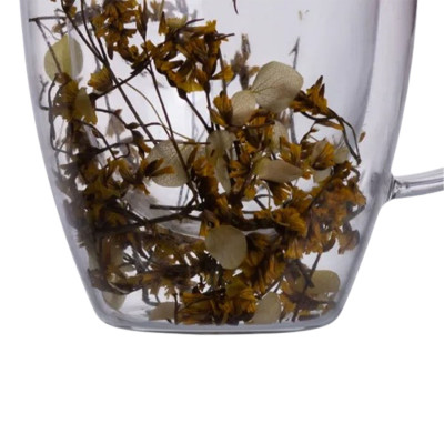 Чашка скляна з подвійними стінками 350 мл з декором сухоцвітів Чашка скляна з подвійними стінками 350 мл з декором сухоцвітів