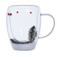 Чашка скляна 350 мл з сухоцвітами та подвійними стінками