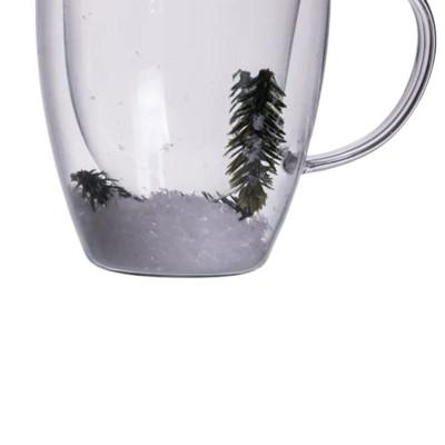 Чашка скляна 350 мл з сухоцвітами та подвійними стінками Чашка скляна 350 мл з сухоцвітами та подвійними стінками