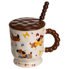 Чашка фарфоровая Sausage Dog 400 мл, бежевый