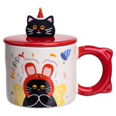 Чашка фарфоровая Kitten's Birthday 400 мл, красный