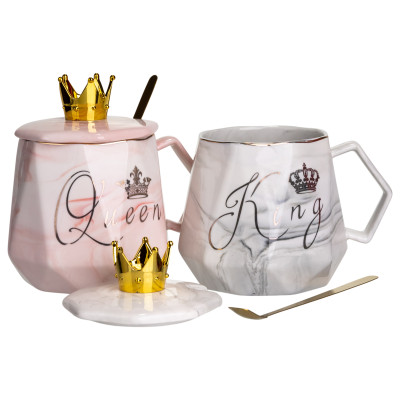 Парні чашки порцелянові King & Queen 400 мл з ложками Парні чашки порцелянові King & Queen 400 мл з ложками