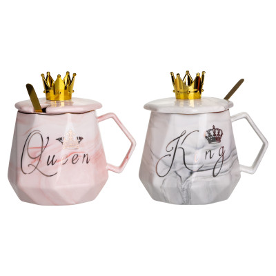 Парні чашки порцелянові King & Queen 400 мл з ложками Парні чашки порцелянові King & Queen 400 мл з ложками
