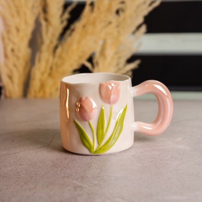Чашка фарфоровая Тюльпан 400 мл, розовый Чашка фарфоровая Тюльпан 400 мл, розовый