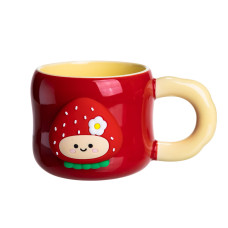 Чашка фарфоровая 400 мл с магнитом, красный с желтым