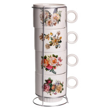 Набор чашек фарфоровых Flower 4 штуки по 300 мл