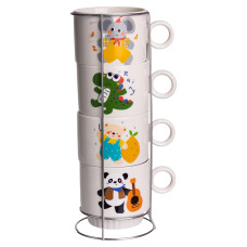 Набор чашек фарфоровых Animals 4 штуки по 300 мл