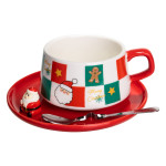 Чашка для латте-арта фарфоровая Christmas 250 мл с блюдцем