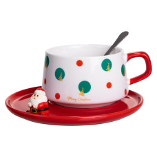 Чашка для латте-арта фарфоровая Christmas Tree 250 мл с блюдцем