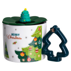 Чашка фарфоровая Christmas Tree 400 мл, синий
