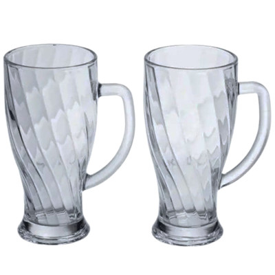 Набір кухлів для пива Glass Mug скляних 2 штуки по 420 мл Набір кухлів для пива Glass Mug скляних 2 штуки по 420 мл