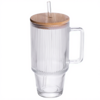 Кружка стеклянная ICE Tea 750 мл с крышкой и трубочкой, прозрачный
