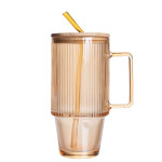 Кружка стеклянная ICE Tea 750 мл с крышкой и трубочкой, карамель Кружка стеклянная ICE Tea 750 мл с крышкой и трубочкой, карамель