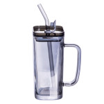 Чашка скляна Essentials 280 мл з кришкою та трубочкою, димчастий Чашка скляна Essentials 280 мл з кришкою та трубочкою, димчастий
