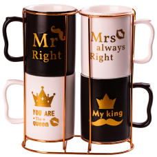 Набор чашек фарфоровых Kingdom of Love 4 штуки по 400 мл