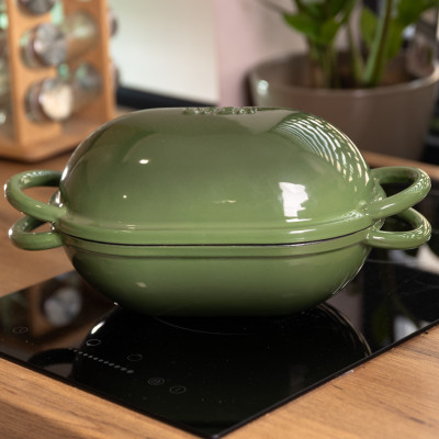 Форма-жаровня для хліба чавунна емальована 1,4 л, зелений Форма-жаровня для хліба чавунна емальована 1,4 л, зелений