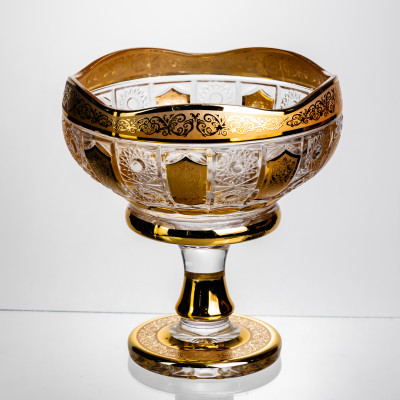 Ваза для фруктов стеклянная Bohemia Gold 26 см