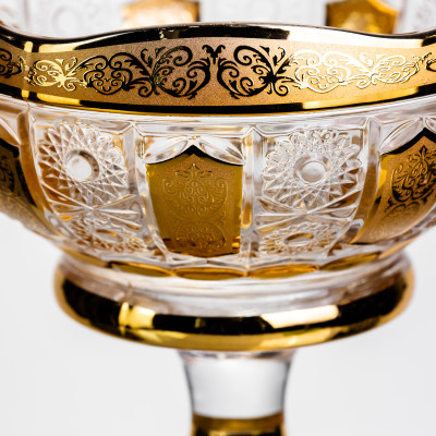 Ваза для фруктов стеклянная Bohemia Gold 26 см